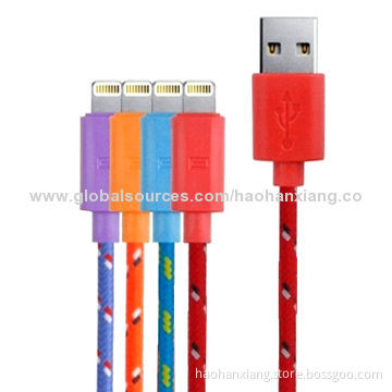 Fashionable Nylon Data Cable for iPhone 5/5s/5c